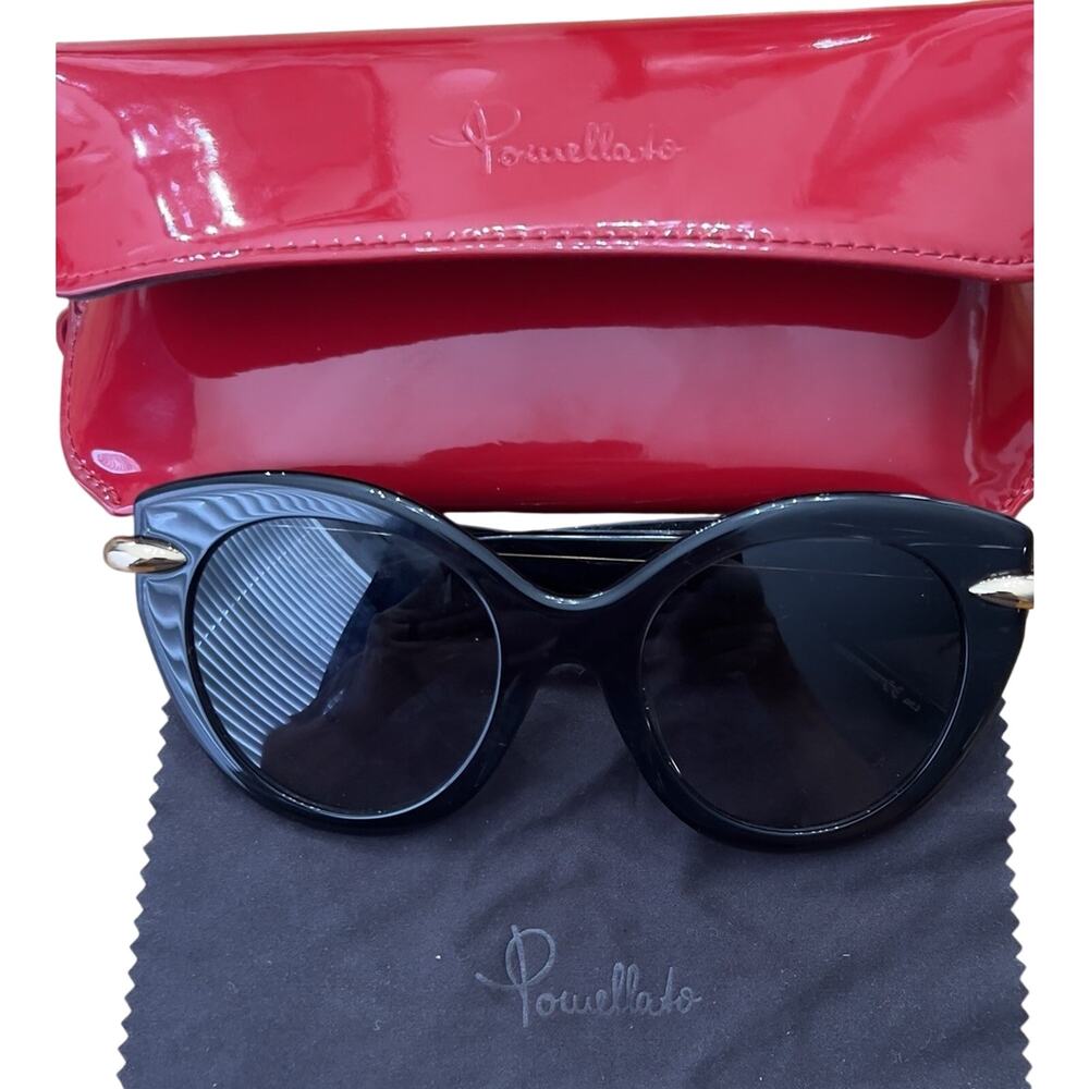 POMELLATO New Sunglasses Cateye Black Blue Mirror PM0004 001 52 22 145